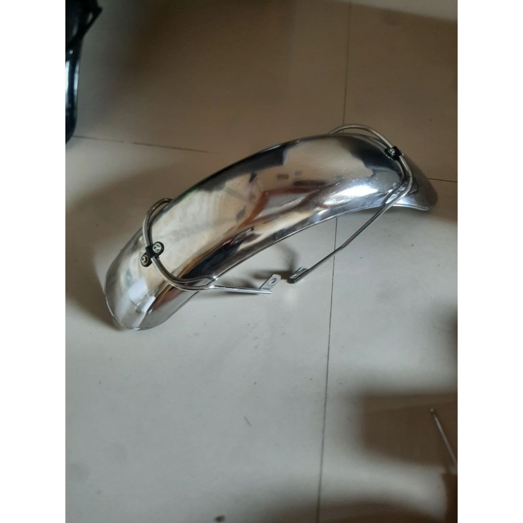 spakbor depan w175 chrom plus bracket,spakbor slebor depan w175, spakbor slebor custom universal