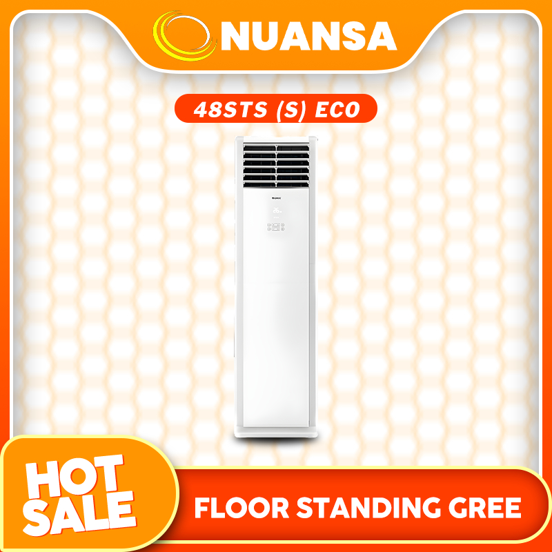 Gree 5 PK model GVC-48STS(S) ECO, yang merupakan AC berdiri untuk area luas, menggunakan freon R32, 