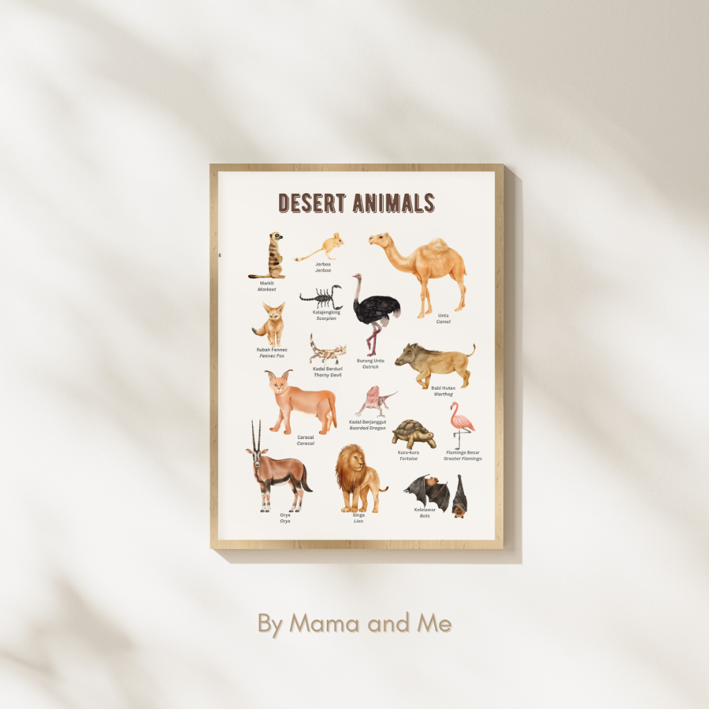 Desert Animal Poster Hewan Gurun Montessori Anak