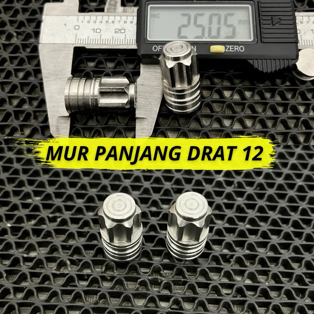 Mur Stainless Panjang Drat 12 CNC Mur Head Universall Mio Supra Wave