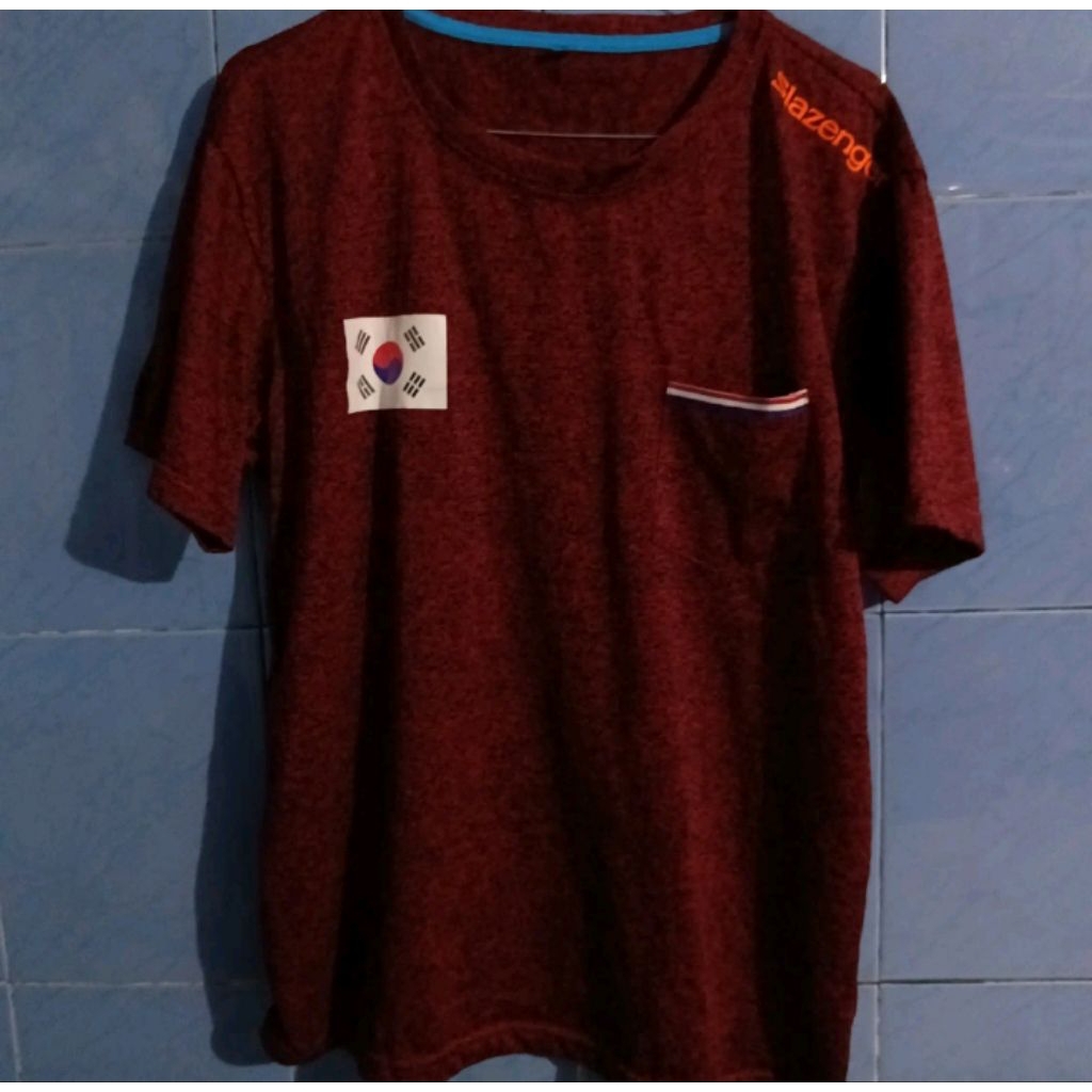 slazenger kaos drifit merah maroon