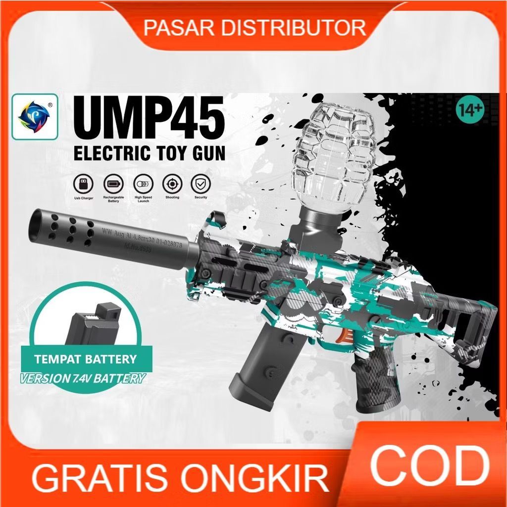 Mainan Tembakan Anak BTC-3040 UMP45 ELECTRIC TOY GN Mainan Tembakan Water Seru Bubble Keren Outdoor