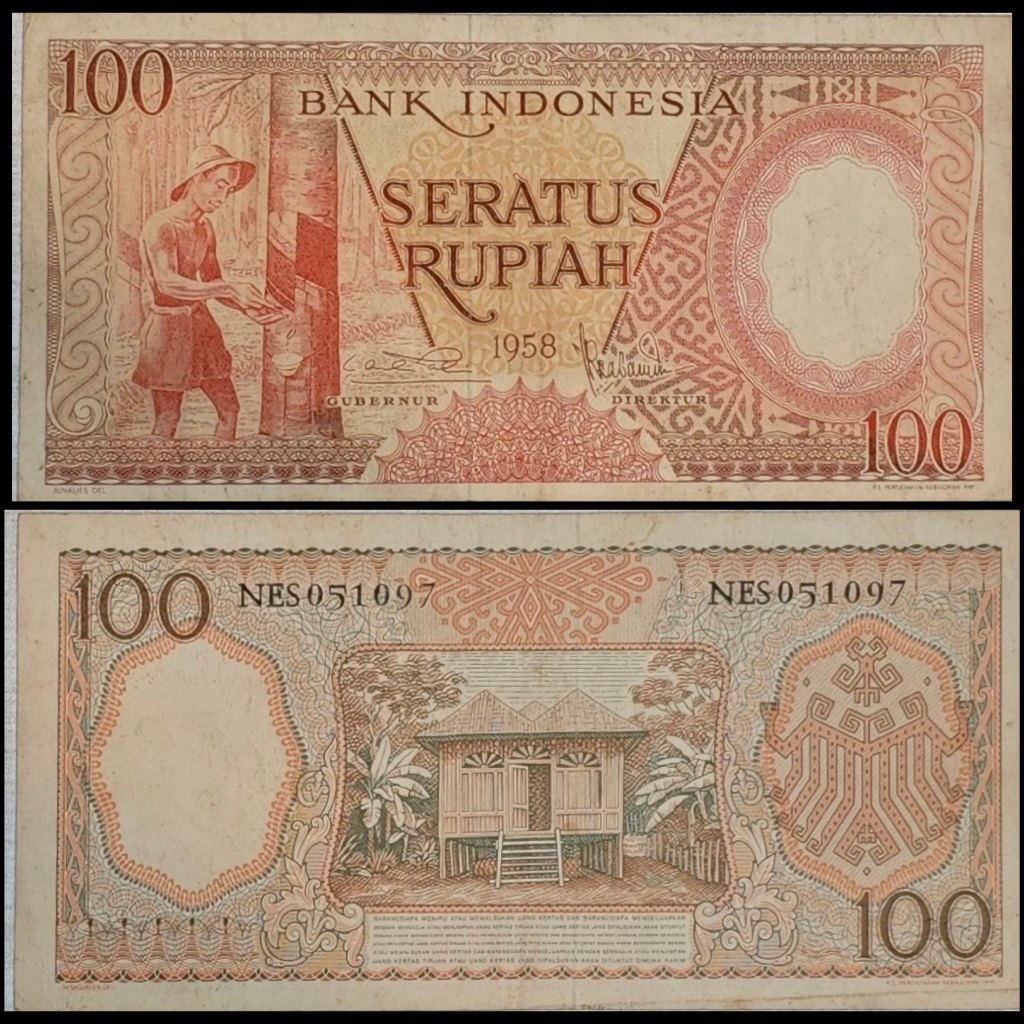 Uang Kuno 100 Rupiah 1958 Asli Indonesia – Seri Rumah Adat