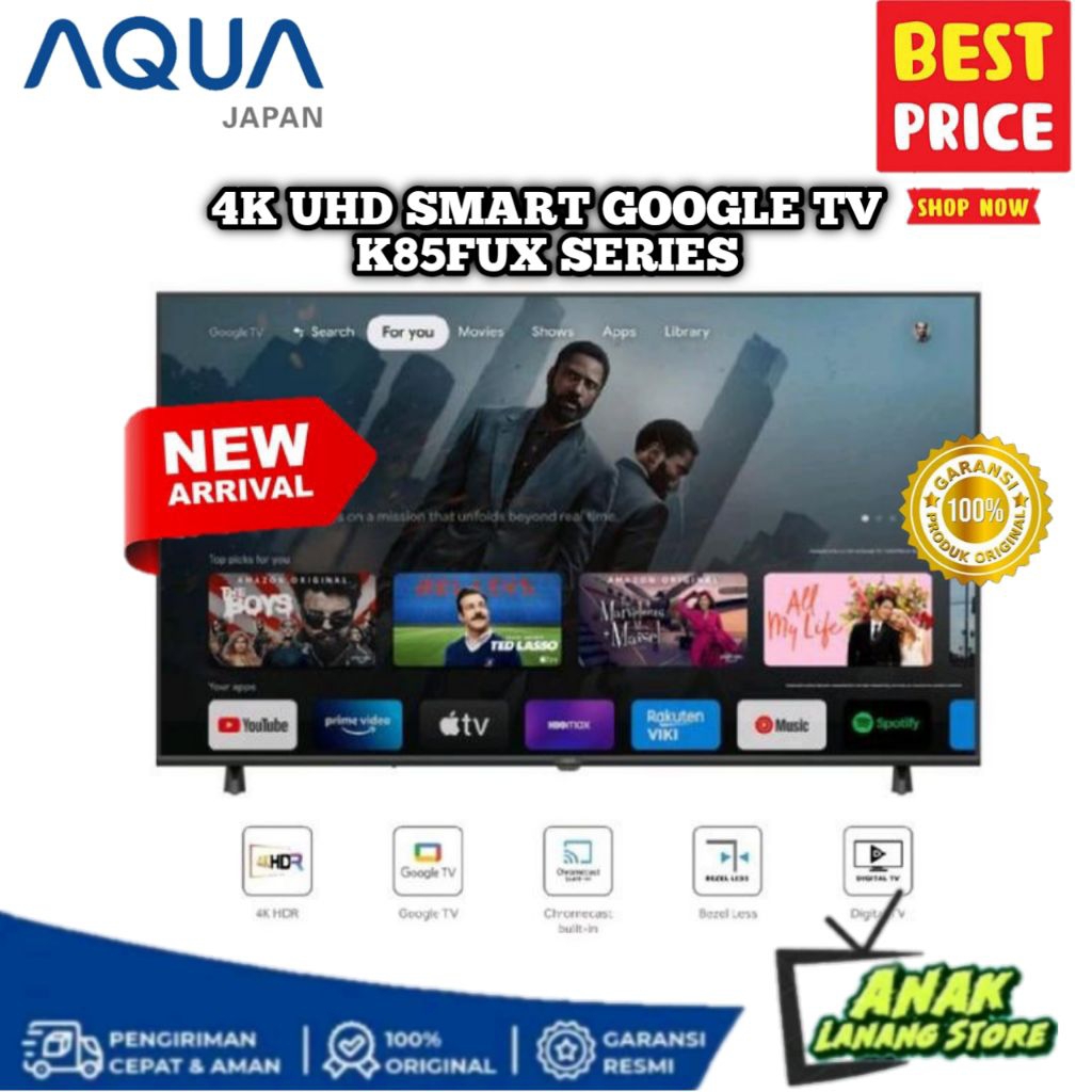 AQUA JAPAN LED TV 50 INCH UHD 4K HDR GOOGLE TV AQT50K85FUX