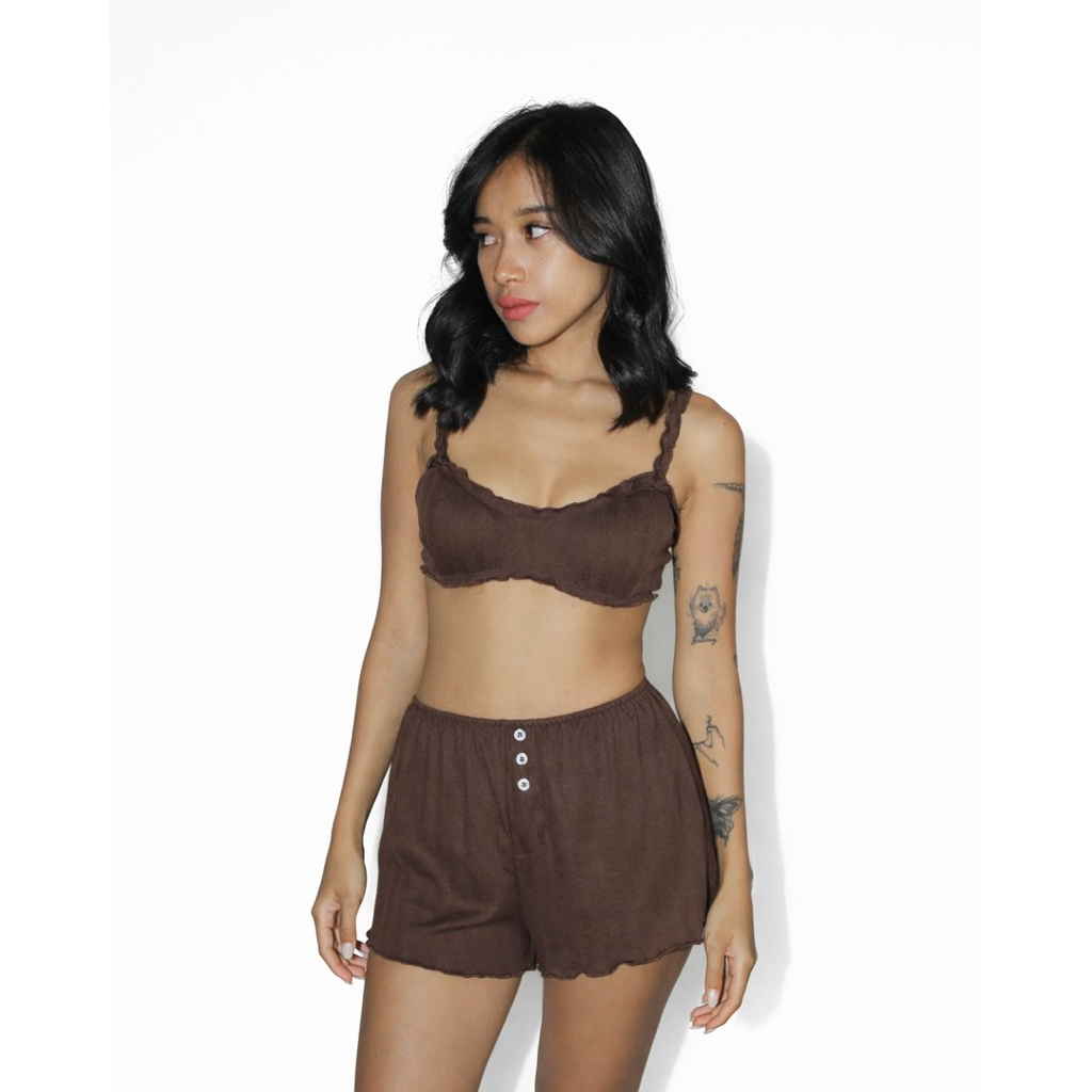 Cocoa Ruffle Lounge Set Wanita Dewasa