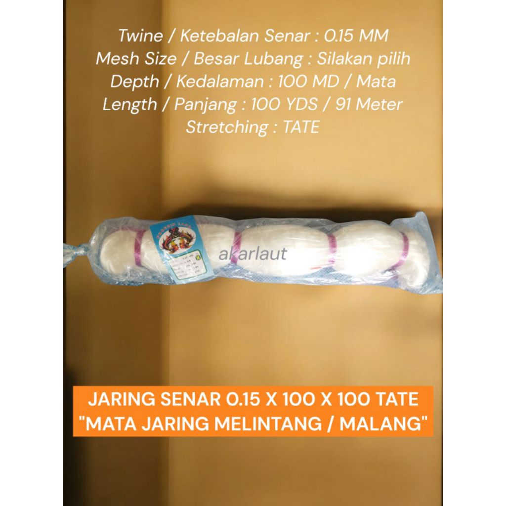 JARING SENAR 0.15 x 100x100 TATE JARING IKAN