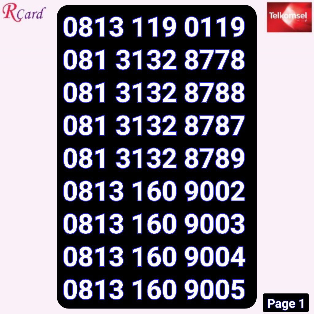 Perdana Nomor Cantik Simpati Telkomsel 11 Digit 3132 8778 8787 8788 8789 789 160 9002 9003 9004 9005