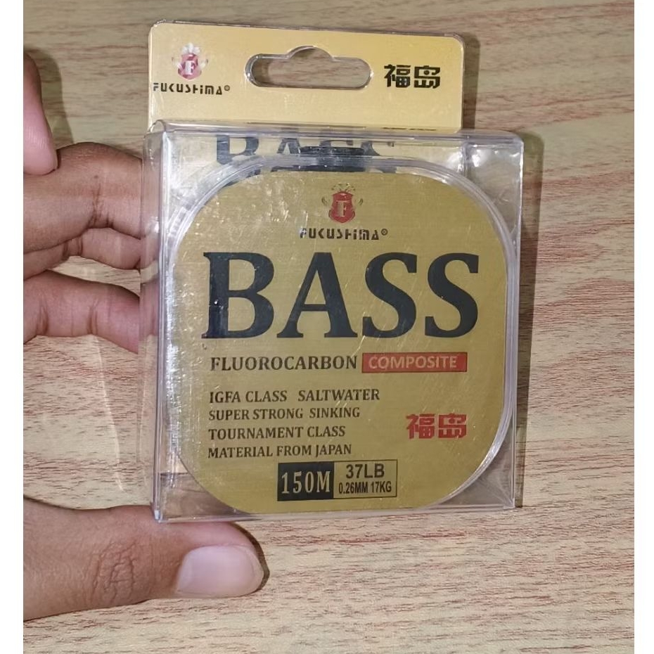 Senar Pancing Fluorocarbon Fukushima BASS ukuran 0,26 - 150 meter anti keriting