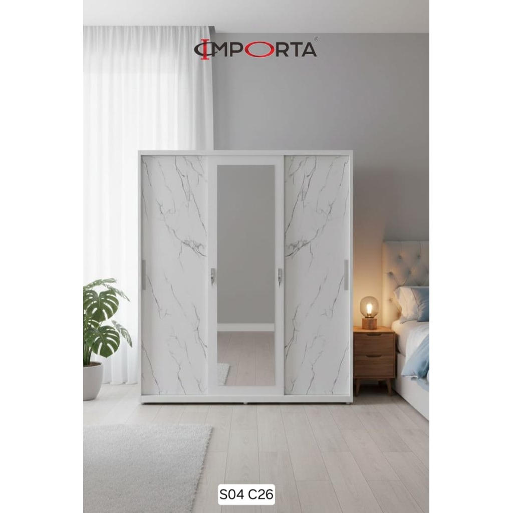 lemari besi 3 pintu sliding pakaian asli importa