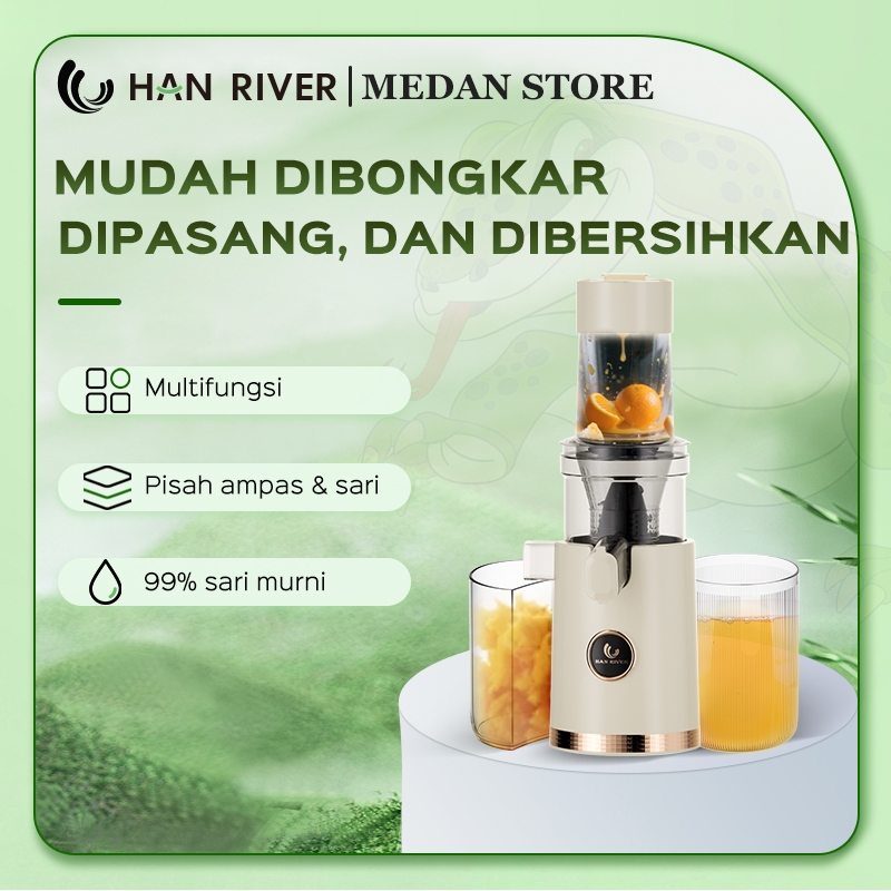 HAN RIVER Medan Blender  Jus Buah Slow Juicer Pisah Jus Ampas 110MM Mulut Besar