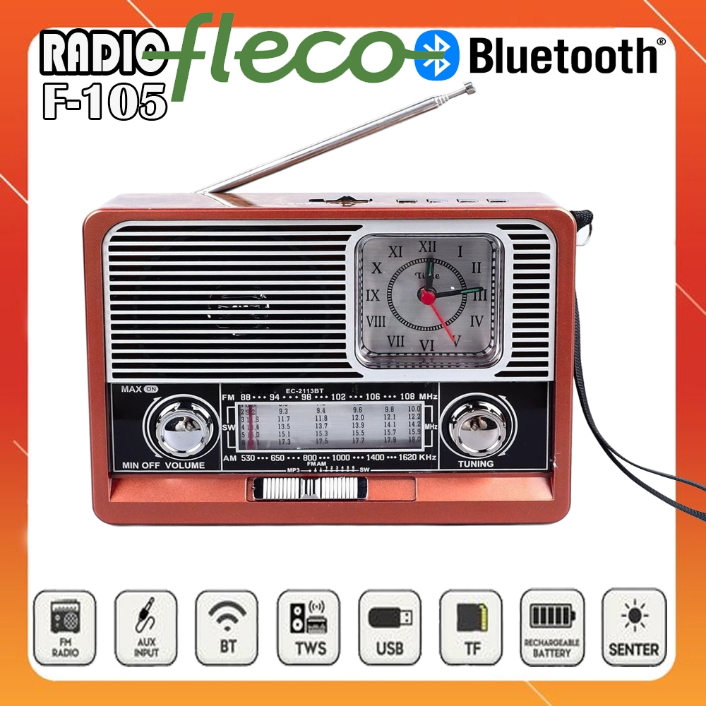 Radio Bluetooth Speaker Senter LED FLECO F-105