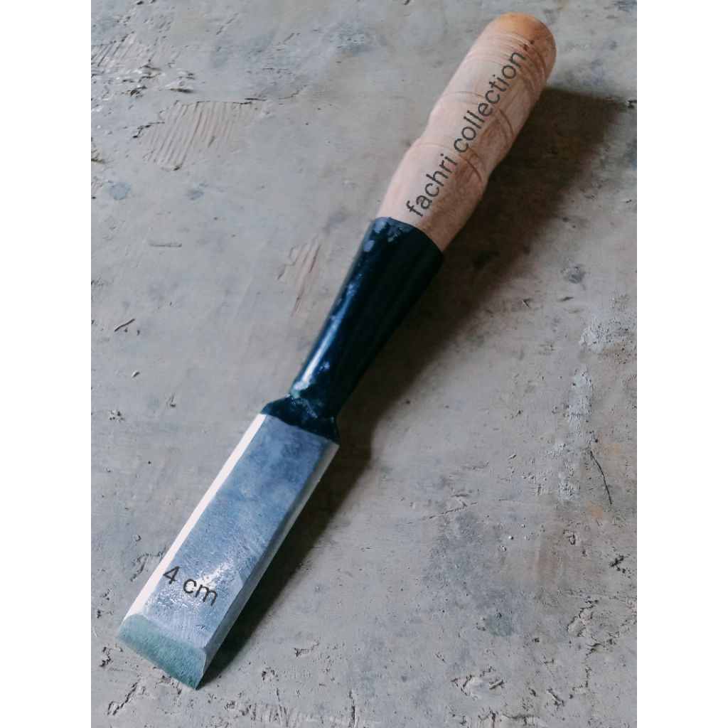 tatah pahat kayu + gagang kayu ukuran 4cm/tatah kayu/bobok kayu/pahat kayu