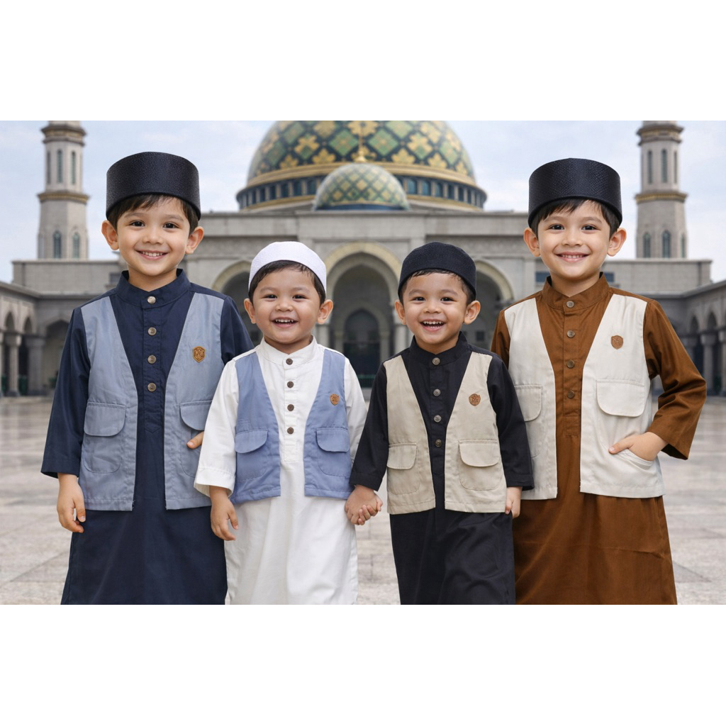 Gamis anak laki laki variasi rompi  / baju ngaji anak usia 1-12 tahun