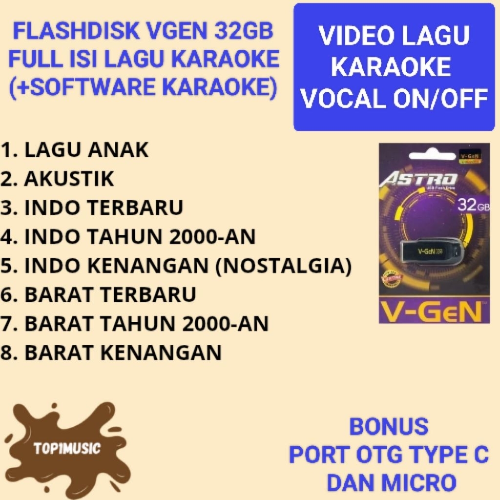flashdisk vgen 32gb isi lagu karaoke player lagu anak