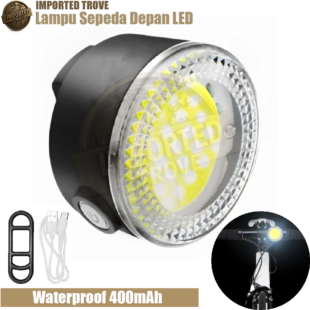Lampu Depan Sepeda LED, Headlight Sepeda Super Bright, Lampu Stang Sepeda Bulat, Aksesoris Sepeda Ma