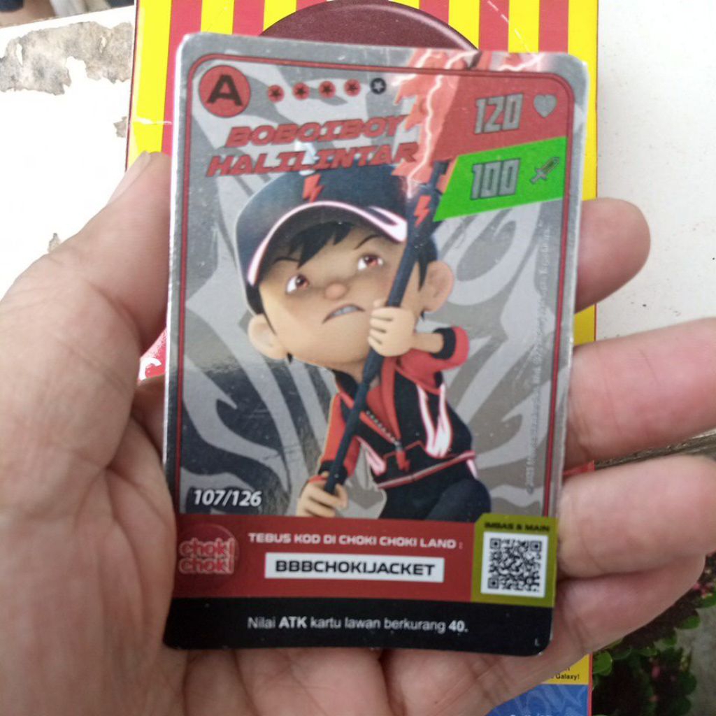 kartu Boboiboy halilintar original Choki Choki gratis choki coklat