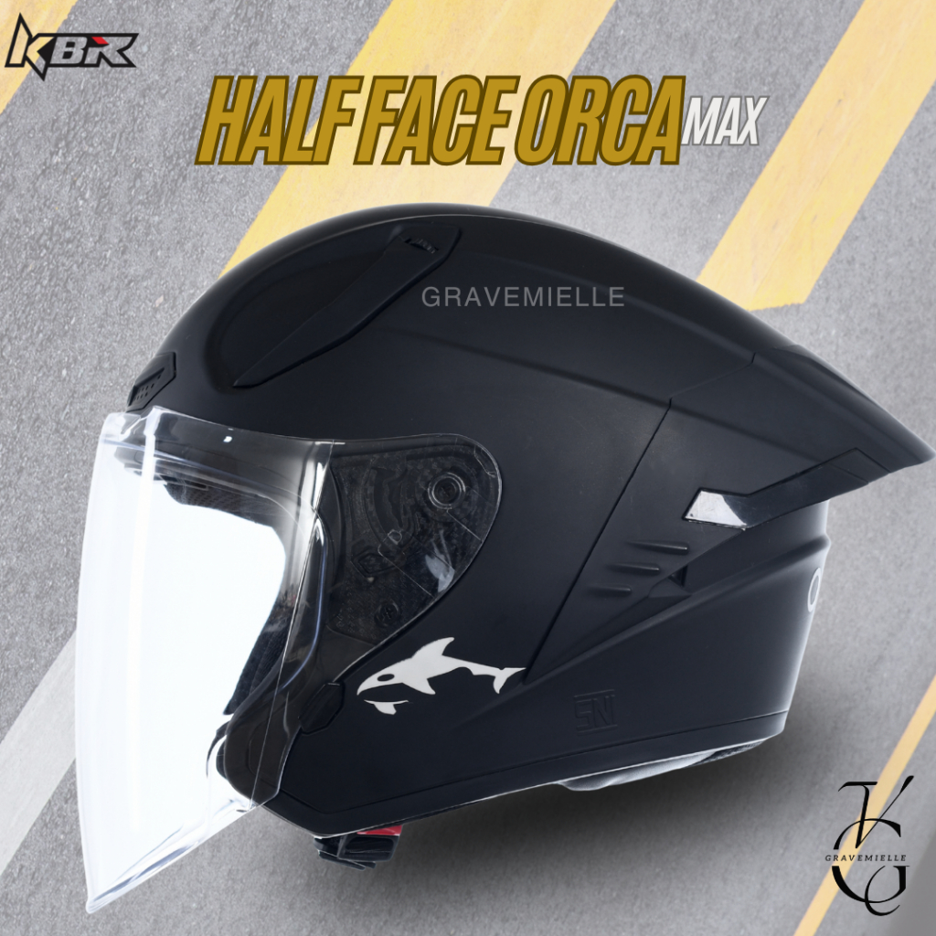 KBR Helm ORCA MAX Half Face Dewasa Kaca Clear Single Visor Original SNI
