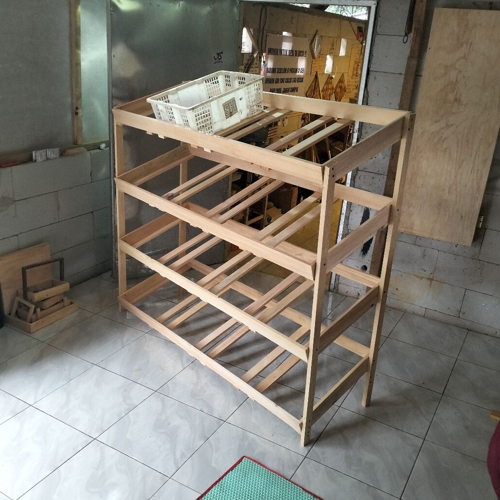 Rak Sayur / Rak Buah / Rak Buah 4 Susun / Rak buah Kayu / Rak Buah Serbaguna