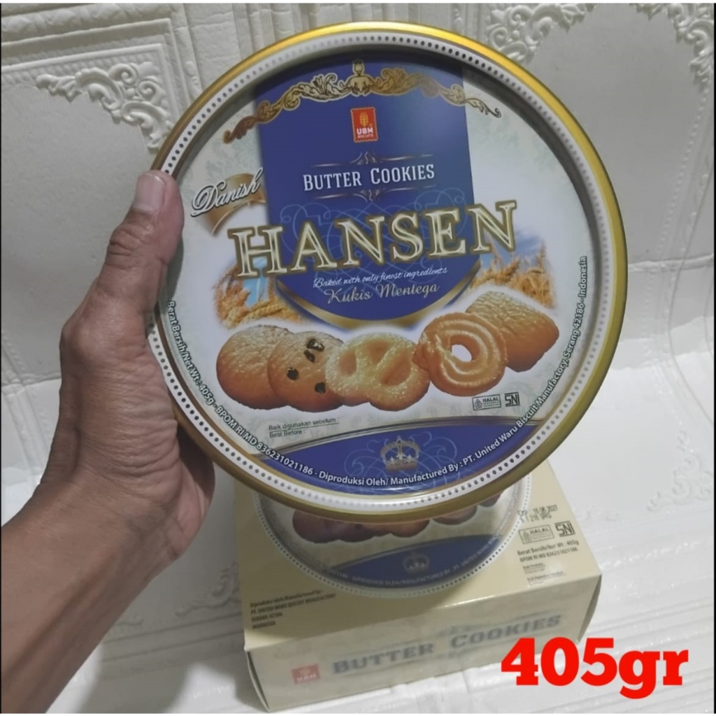 UBM butter cookies danish hansen kemasan kaleng 405gr/kue lebaran