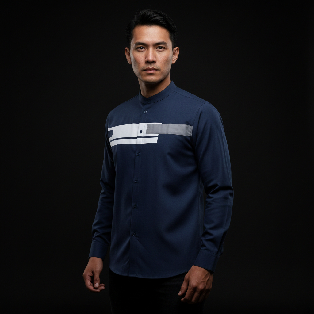 Wenak Co - Koko Jordan Pria | Koko Premium Biru Navy, Modern, Cocok Lebaran & Acara Resmi