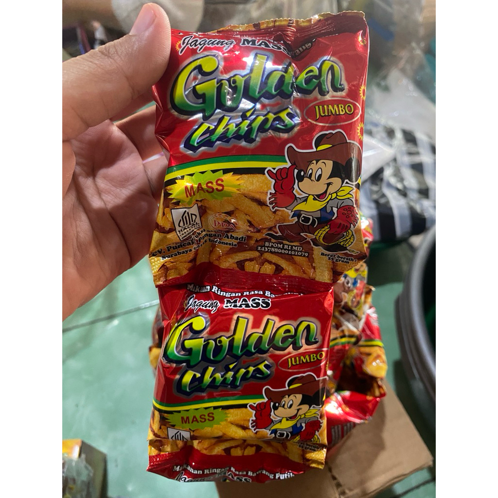 GOLDEN CHIPS GURIH isi 10pcs/renceng | Jajanan jadul Gurih | Snack berhadiah