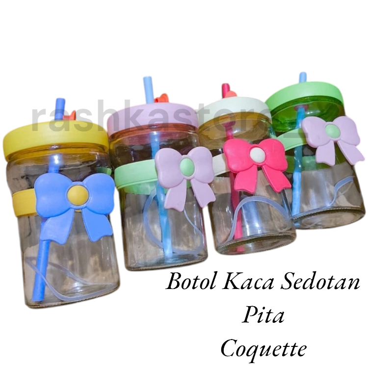Botol Kaca Lucu 400ML Berpita | Cocok untuk Souvenir & Hadiah Botol Minum Kaca Lucu Estetik Souvenir