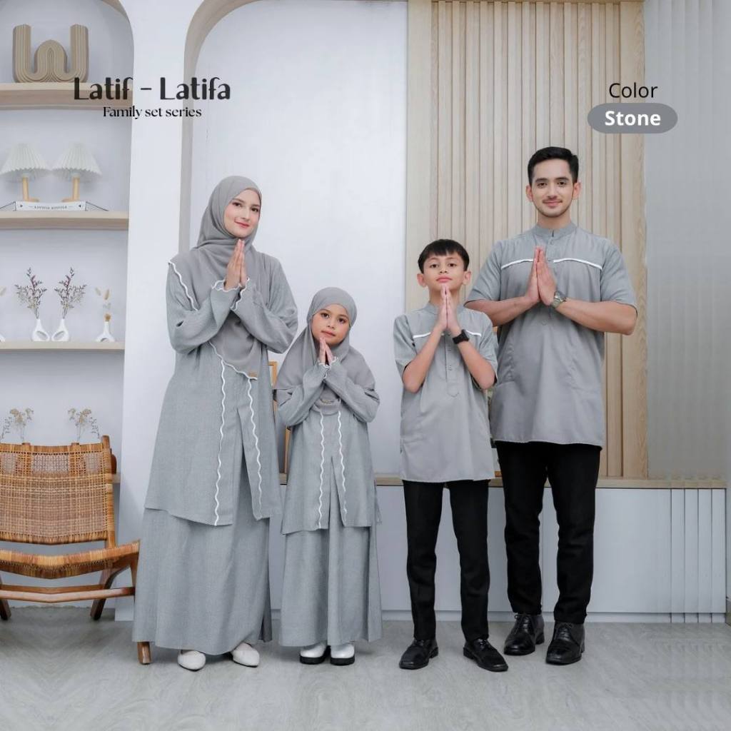 RISKIRICH Sarimbit Keluarga One Set Series Bordir Latif Latifa Stone Terbaru