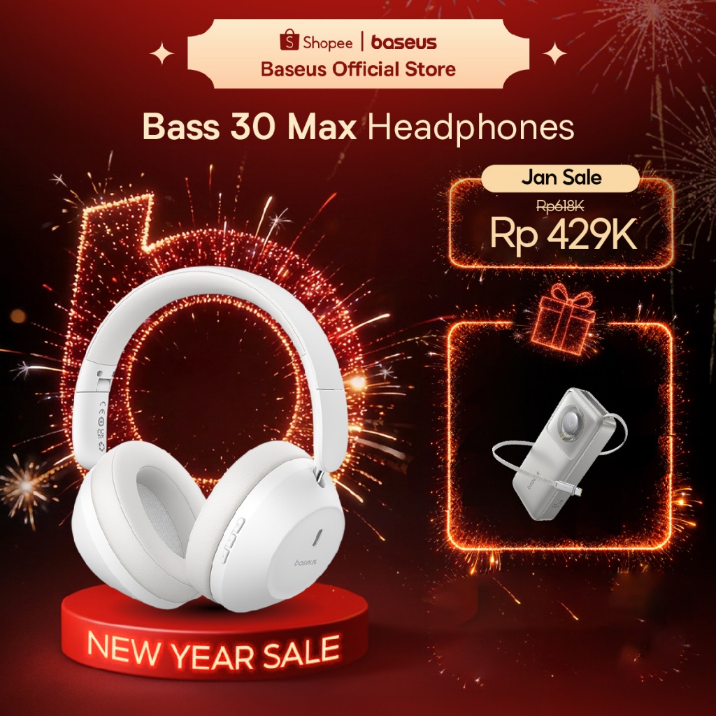 Baseus Bass 30 Max Wireless Headphone Earphone 50 Jam Super Bass Bantalan Lembut