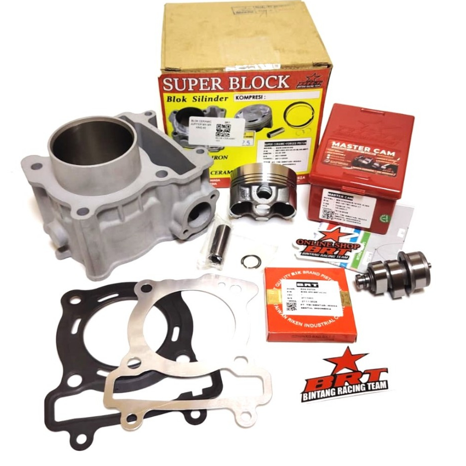 PAKET BLOK SET PISTON 62 65 MM + CAM BRT JUPITER MX KING VIXION OLD NVL NVA R15 V1 V2 XABRE BLOK SET