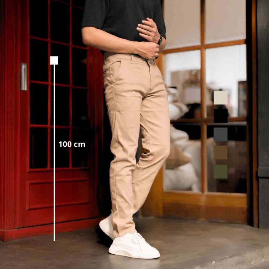 SQ Squad Denrai ID - Celana Cinos Panjang Pria  Slim Fit Katun Stretch Celana Casual