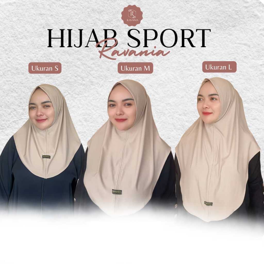 RAVANIA Hijab Bergo Sport Non Pet Bahan Jersey Premium Bahan Aden Cocok untuk Daily dan Olahgara