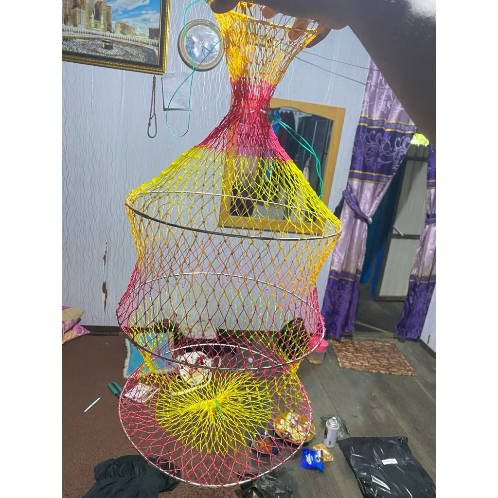 Keranjang/wadah ikan bahan rajut tali 1/2 ml ring 3