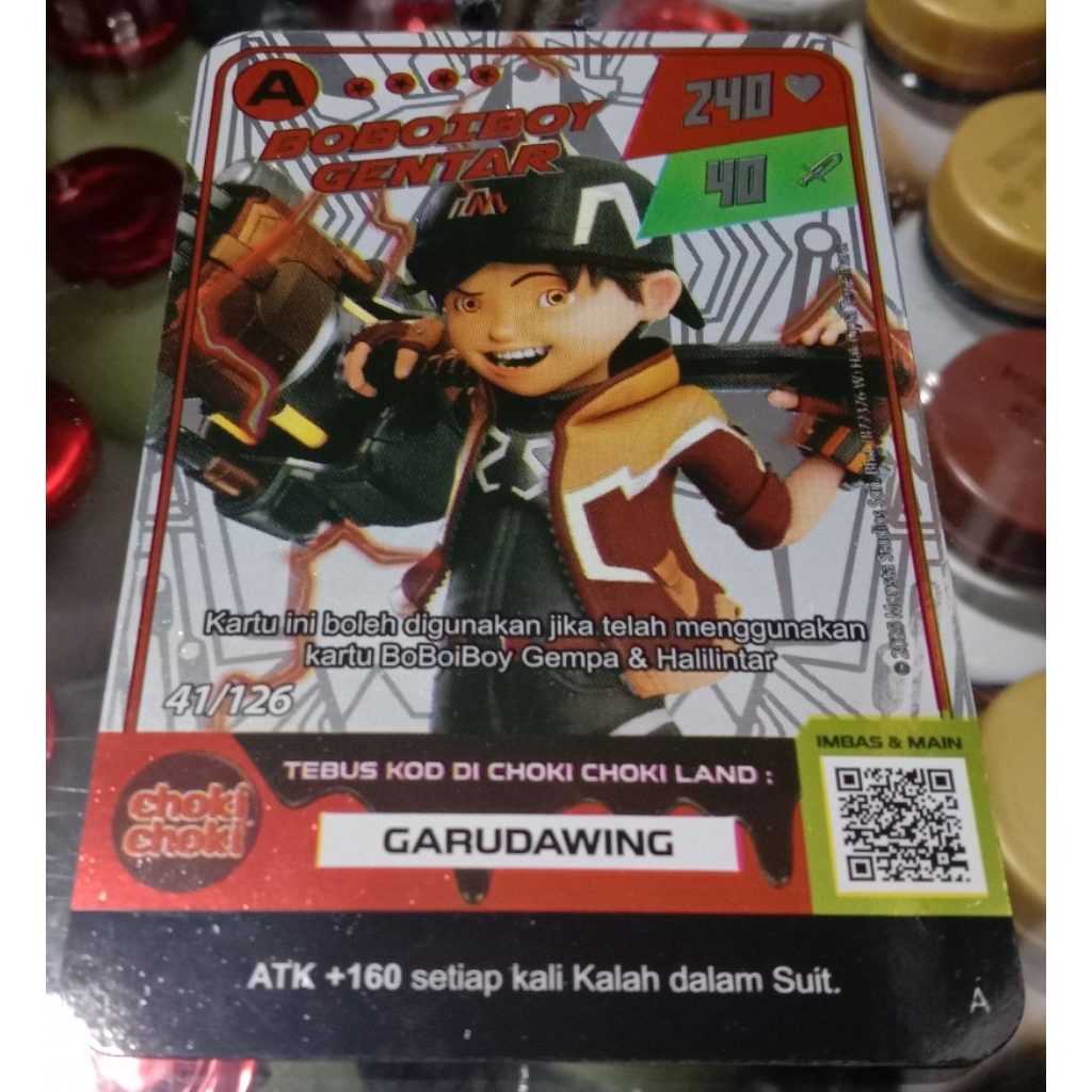 kartu choki choki boboiboy gentar