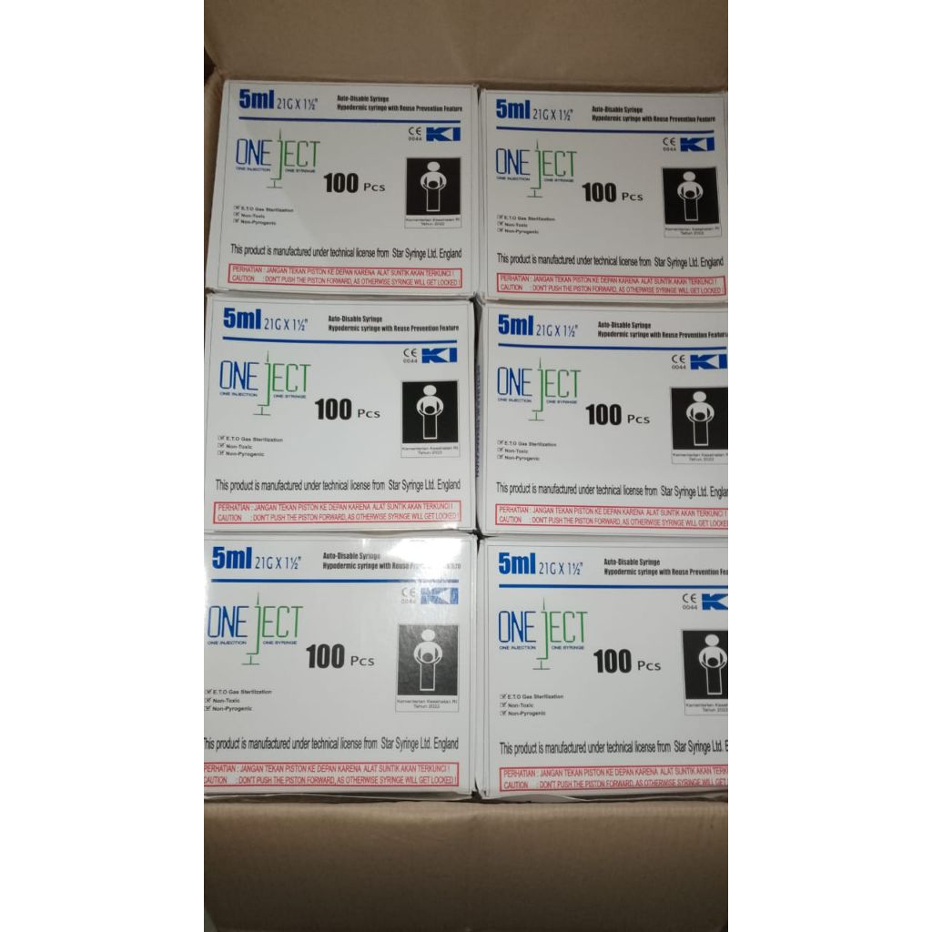 syringe/spuit oneject 5ml isi 100pcs exp 2027