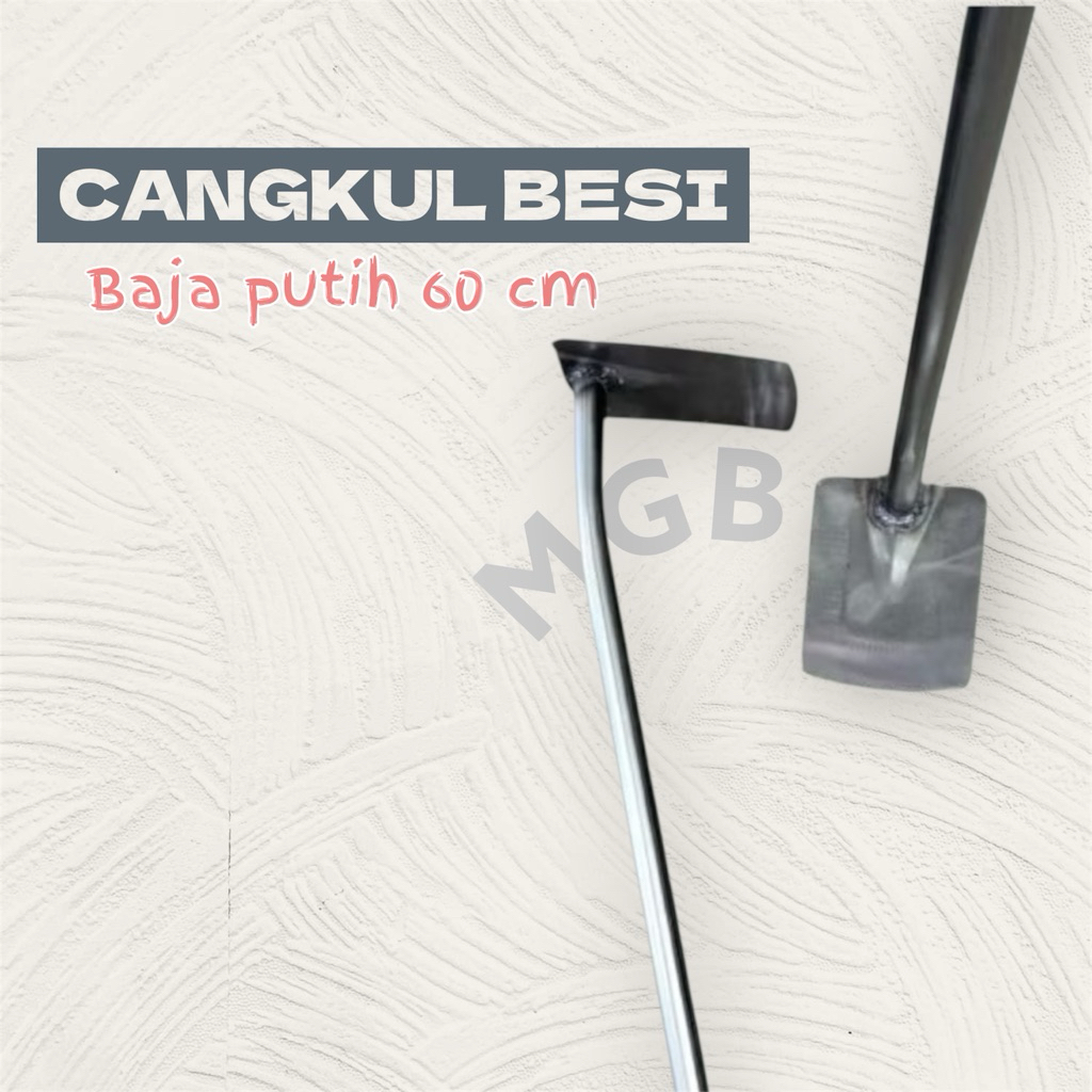 Cangkul Full Besi Baja Putih 60 Cm