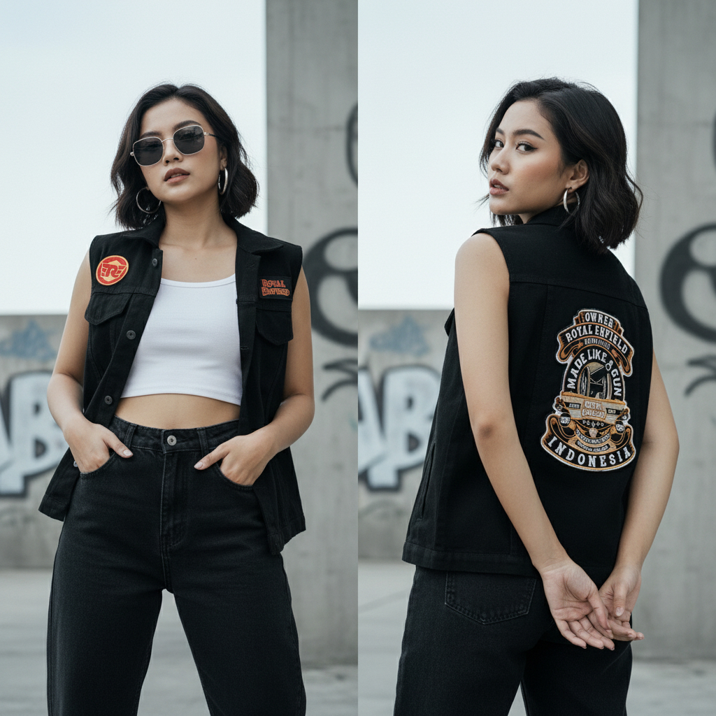 Rompi royal enfield/rompi jeans/rompi anak motor/vest pria/rompi bahan denim