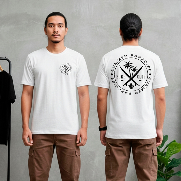 Baju Kaos Pria Motif Summer Paredise | Baju Kaos Distro Surfing | Kaos Cowok | Baju Pria Viral | Kao