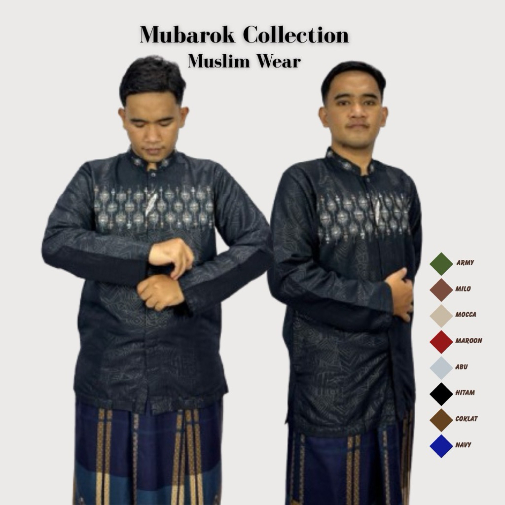 baju koko embos lengan panjang motip bordir tebaru baju koko taqwa Mubarok collection