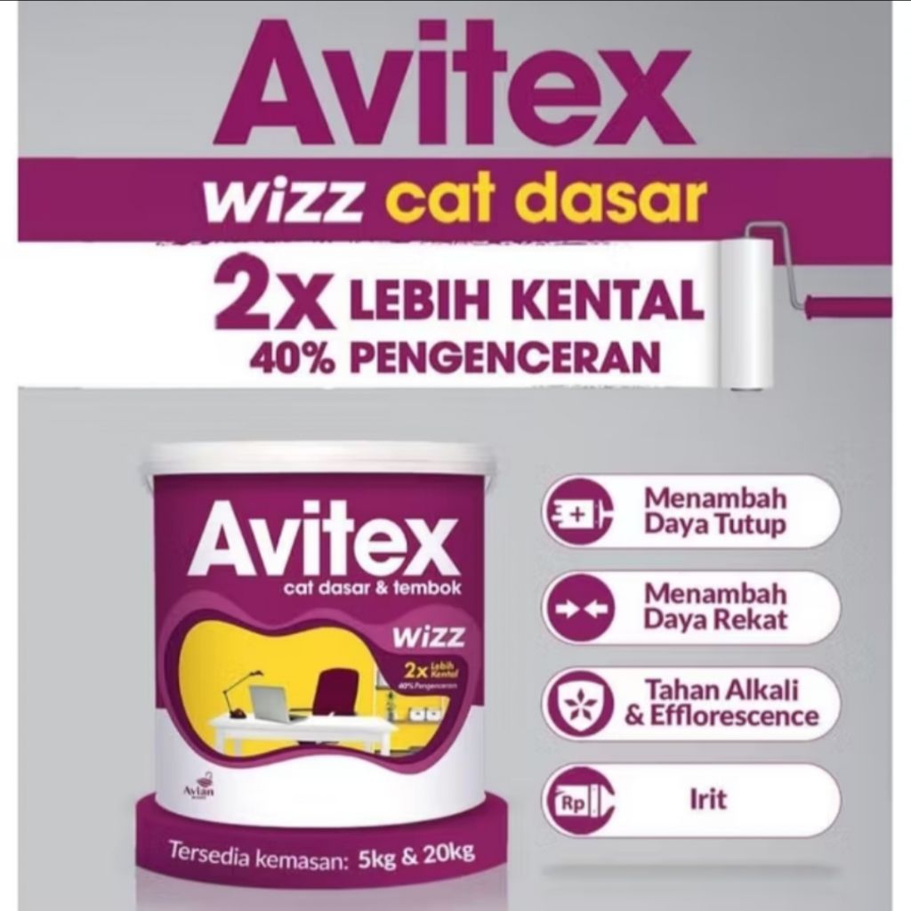 Avitex Wizz Cat Dasar Sealer Primer Tembok Dinding 5 Kg Kental Interior Indoor Hemat Avian