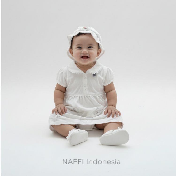 NAFFI Dress Bayi Perempuan Newborn Set | Baju Bayi Perempuan 1 Set | 0–6 Bulan