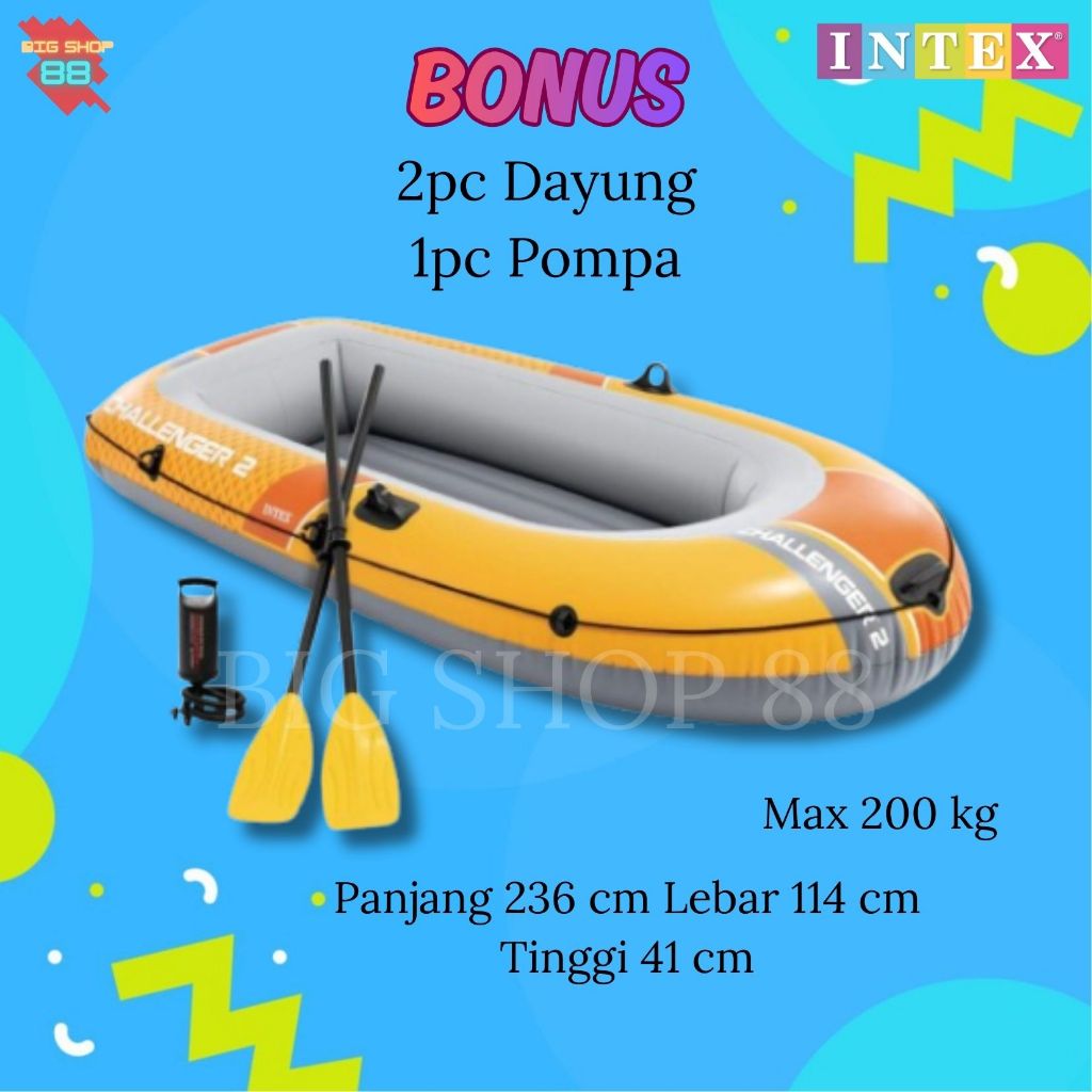 Intex Challenger 2 Set Perahu Karet Dewasa Kapasitas 2 Orang