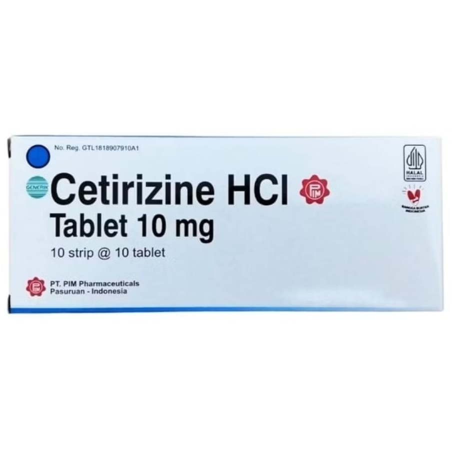 CETIRIZINE HCl Tablet 10mg (100's /Dus) - PIM