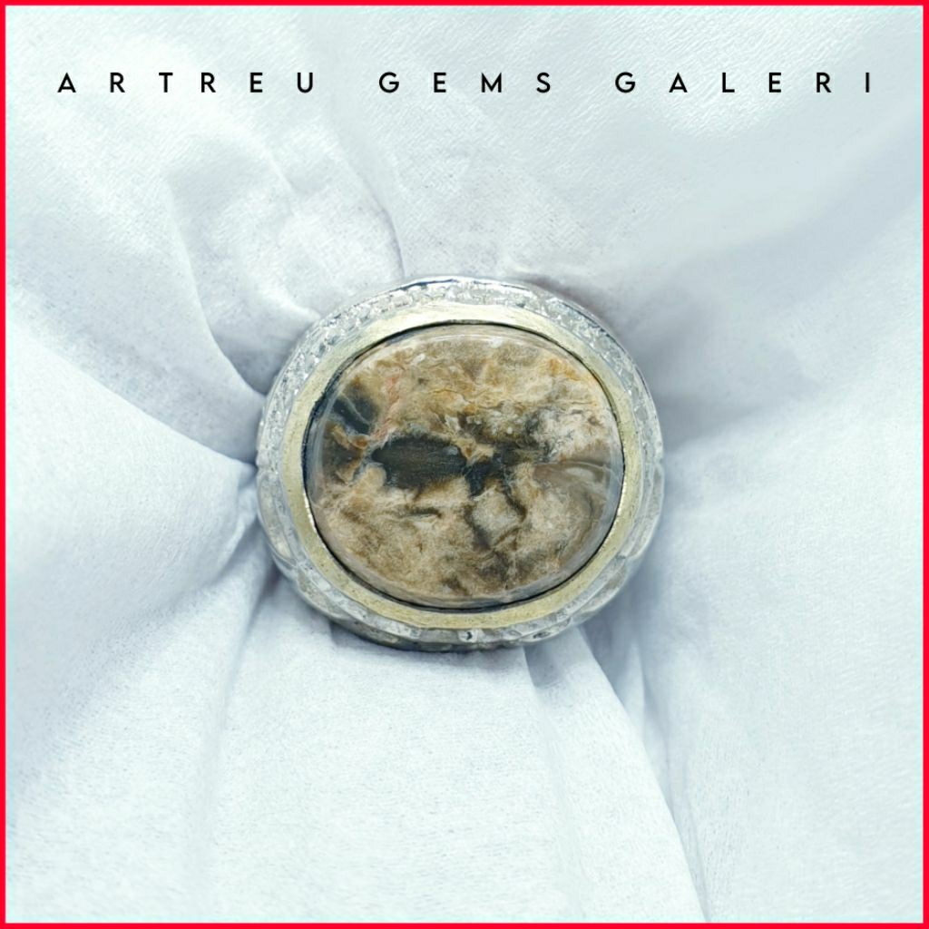 Batu Fokay Gambar ( Semut Hitam ) | COD Bisa | Cincin Batu Akik Ring 5-10