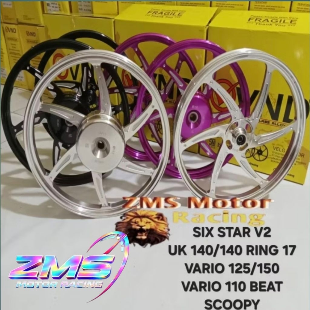 VND VELG RACING SIX STAR V 2 RING 17 UK 140/140X17 VARIO 125 150 VARIO 110 BEAT SCOOPY GENIO SPACY P