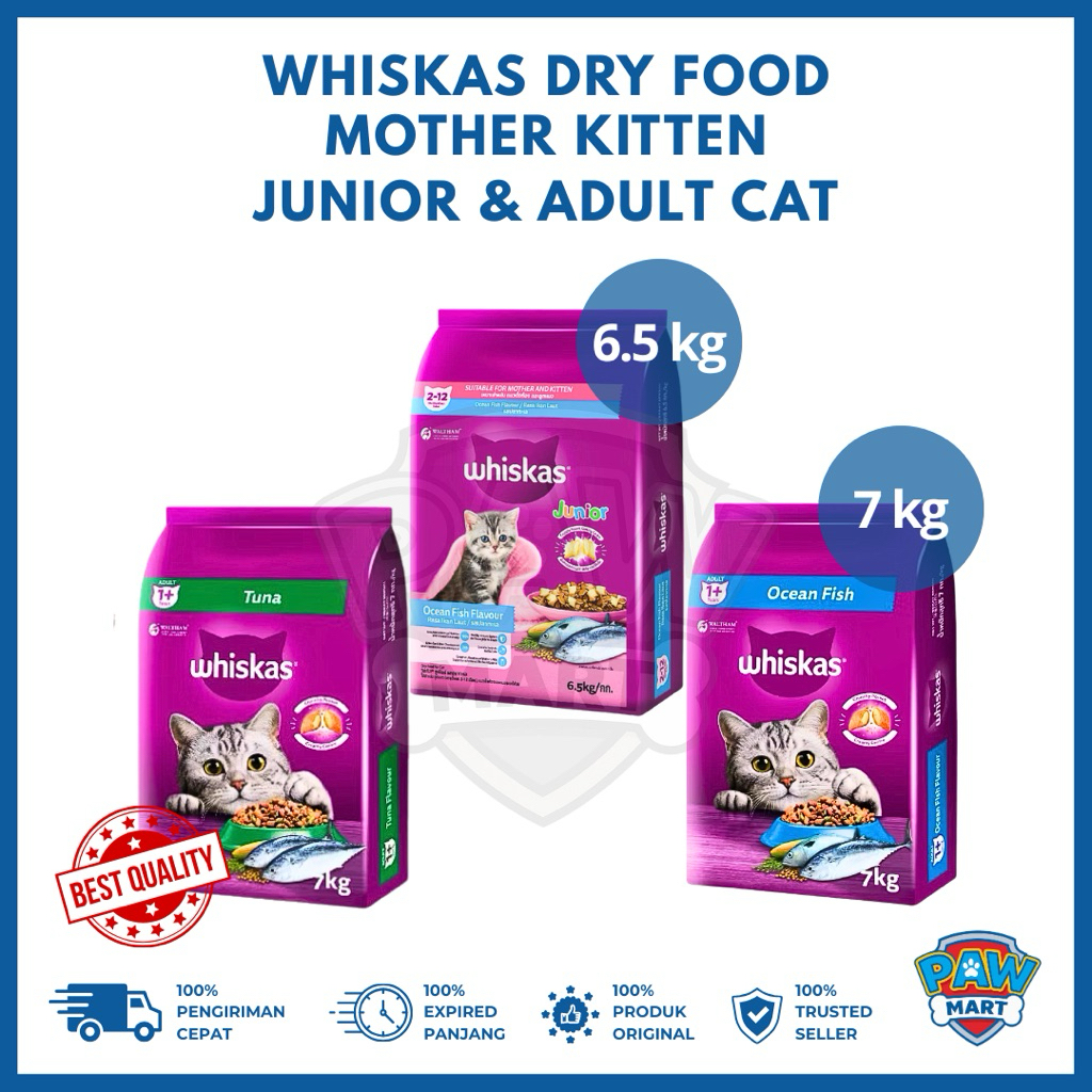 Whiskas Junior Mother Kitten & Adult Cat SAK (6.5kg / 7kg) Dry Food - Makanan Kering Milky Induk Bay