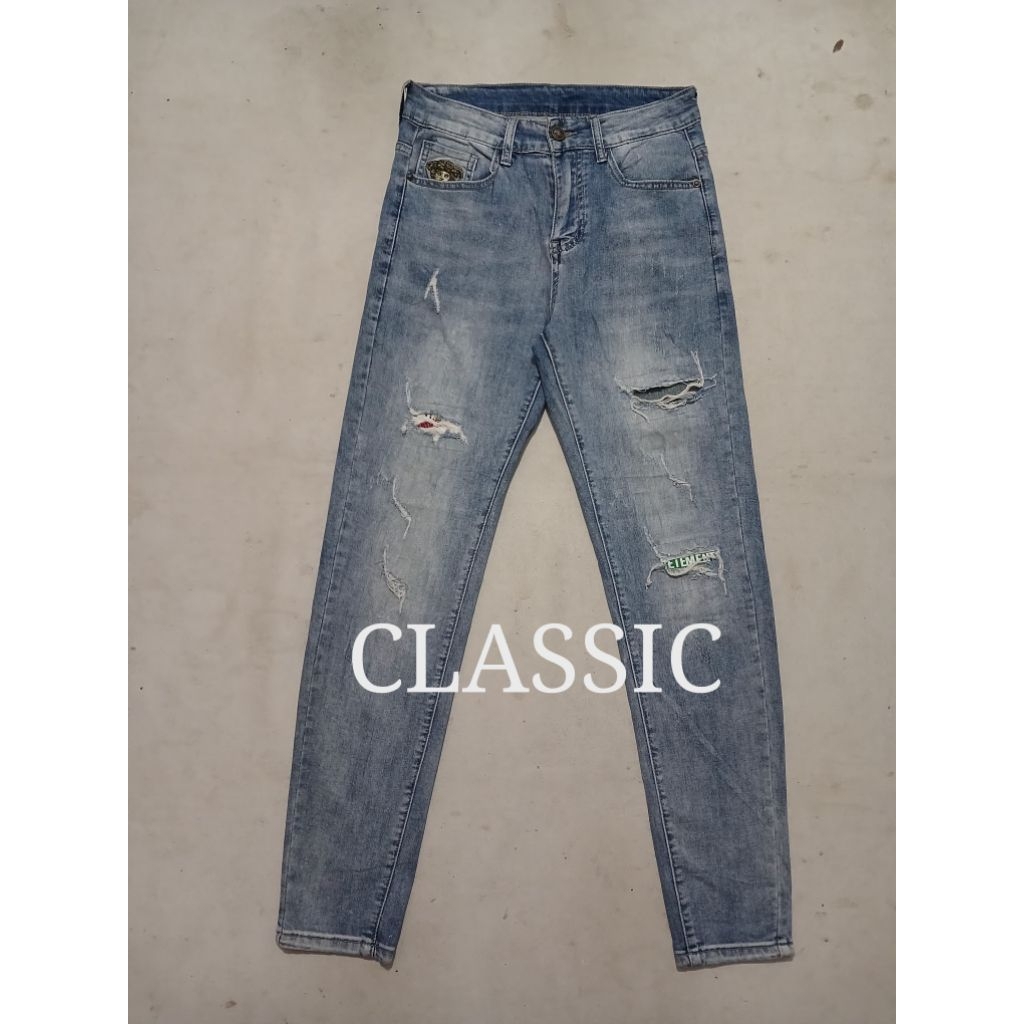 celana jeans pria like versace model slimfit second original