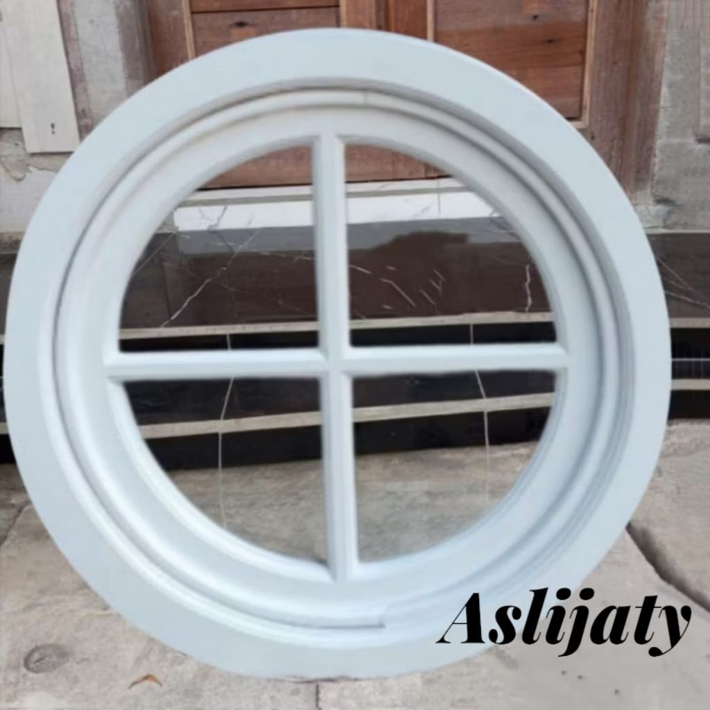 KS2_70 cm jendela bulat putar model classic kayu jati