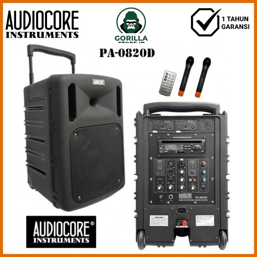 Wireless Audiocore PA-0820D (2 Mic Genggam Wireless dan modul DVD)