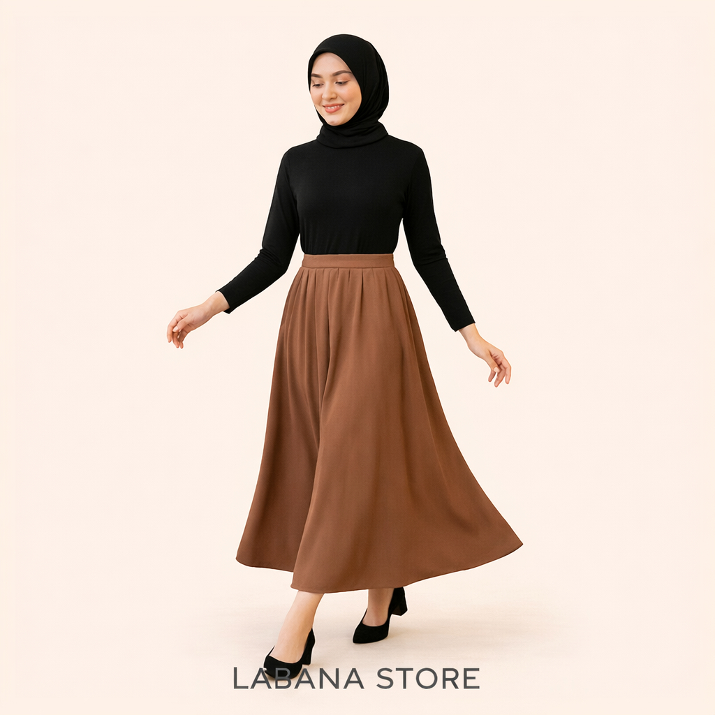 Kulot Rok Payung Wanita Rok Ceruti Polos Panjang Adem Nyaman