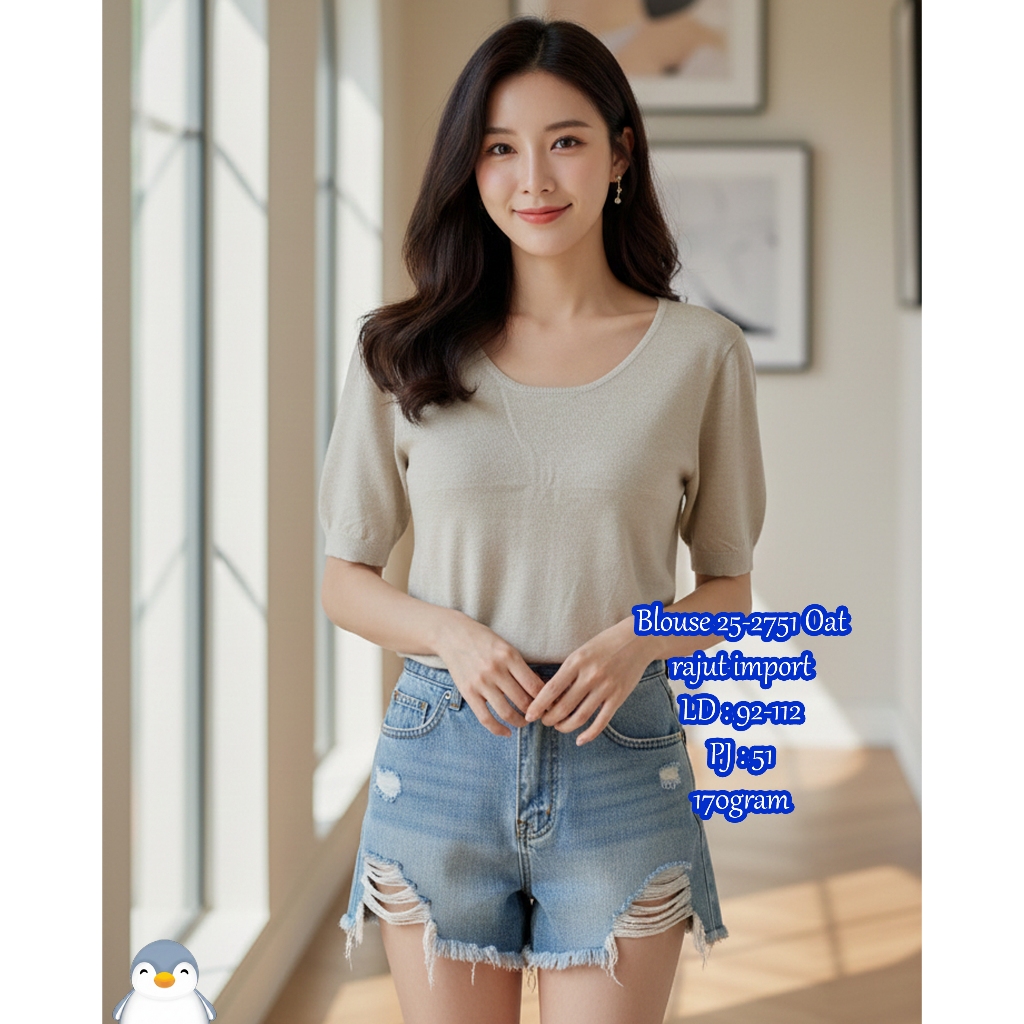 >> BFS - Blouse 25-2751 Bahan rajut import halus LD : 92 - 112
